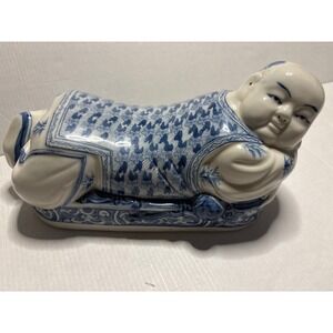 Japanese Vintage Ho Ho Boy / Opium Pillow Porcelain Table Sculpture,
